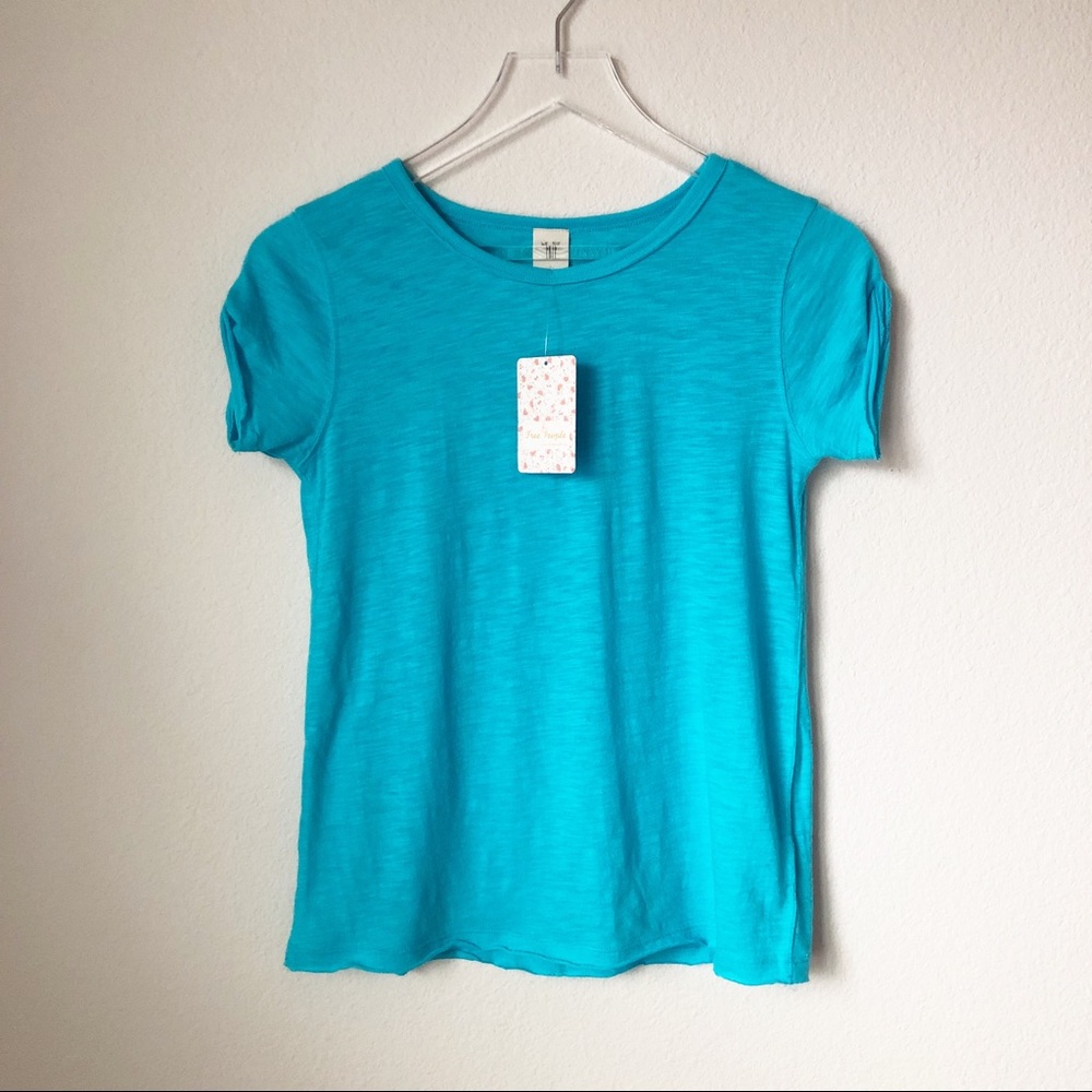 Free People Clare Tee Top In Turquoise Size XS